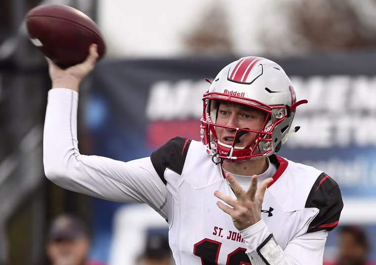 High school quarterback Kevin Doyle of the St. John's College Cadets in 2017. 