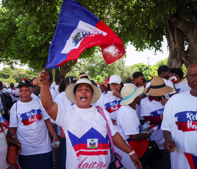 A march in Miami in July to bring awareness to escalating gang violence and kidnappings in Haiti.