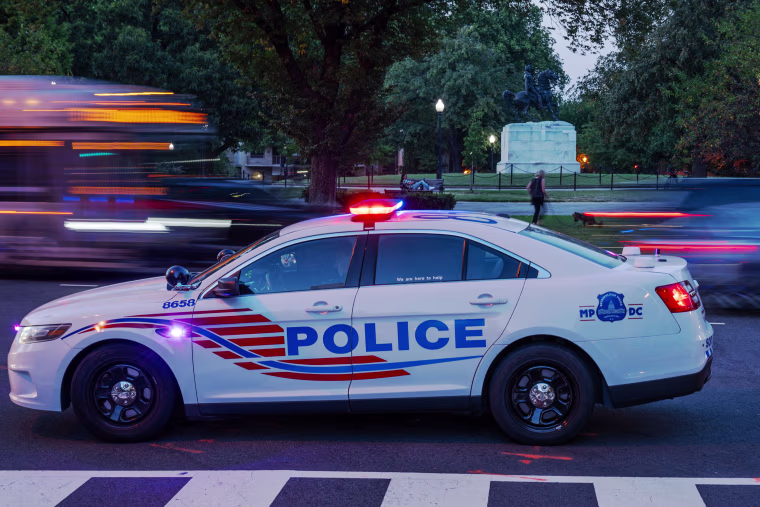 A police vehicle is seen at Washington Circle in Foggy Bottom in Washington, D.C. on Sept. 06, 2023.