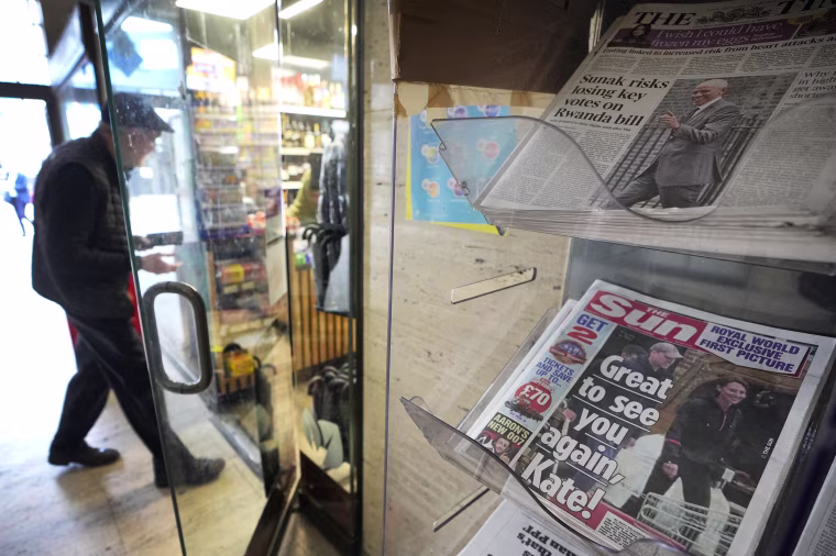A British newspaper says Prince William and his wife Catherine have been filmed at a farm shop near their Windsor home.