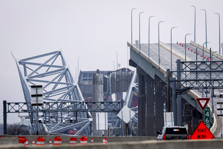 The collapsed Francis Scott Key Bridge.
