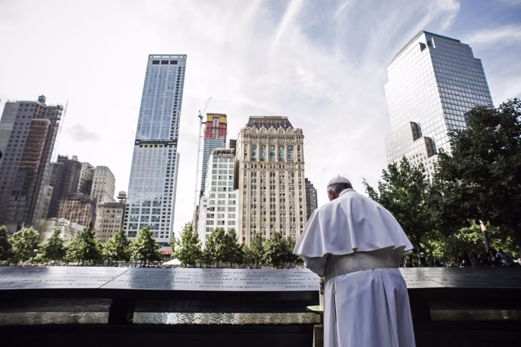 Pope Francis visits the Sept. 11 Memorial Museum at ground zero in New York on Sept. 25, 2015.