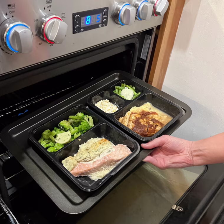I heated up Factor’s meals by placing them in the oven — directly in the container they came in — and they were ready in under 10 minutes.