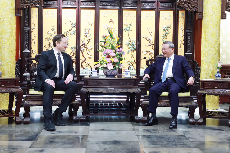 CHINA-BEIJING-LI QIANG-ELON MUSK-MEETING (CN)
