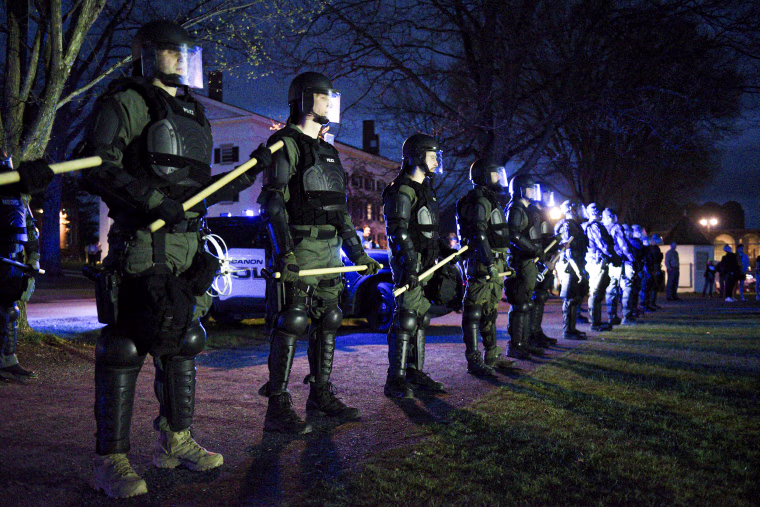 New Hampshire State Police lined up.