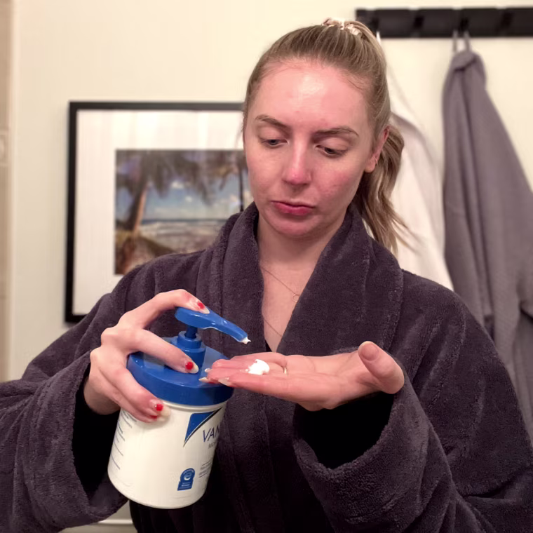 Editorial director Lauren Swanson preferred thick moisturizers that combated any flaking or peeling she had from Accutane.