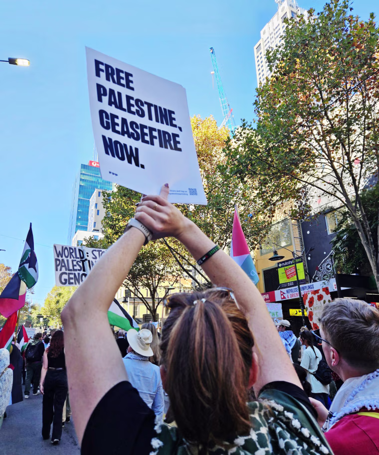 Pro-Palestinian marchers in Melbourne, Australia.