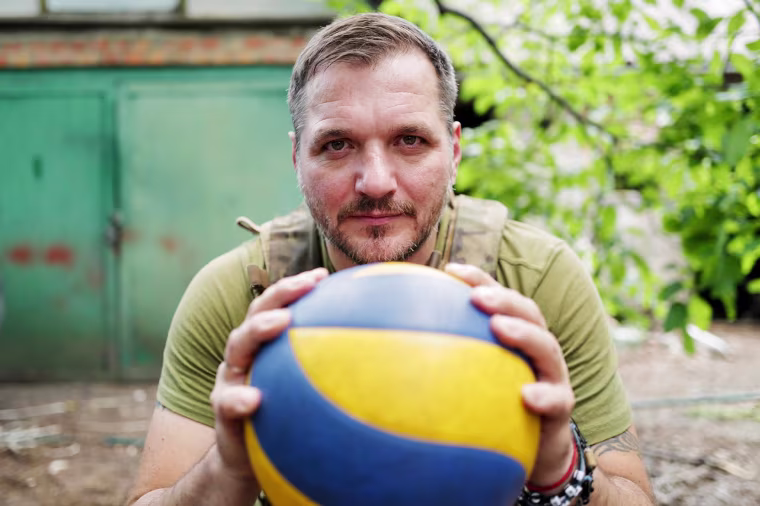 Dmytro Melnyk, 44, on the front lines near Kharkiv, Ukraine, on June 10. 
