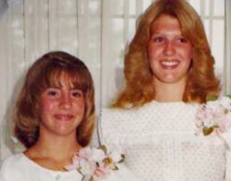 Cindy, the accuser, at age 12, with her older sister.