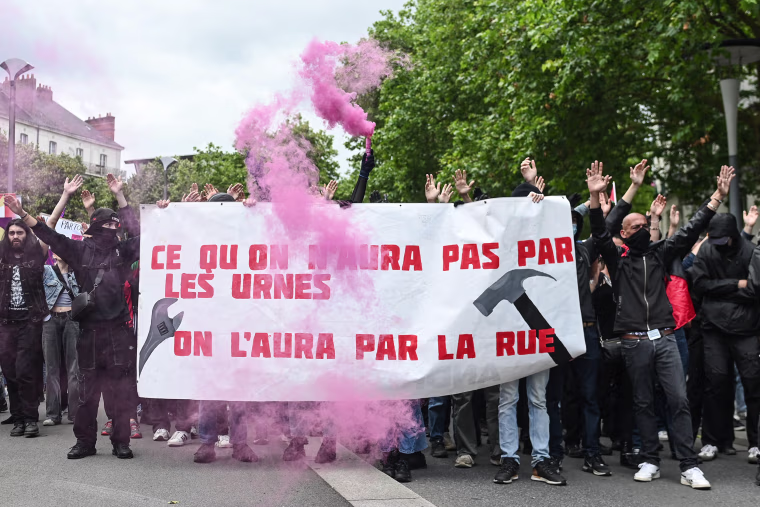 Almost two weeks after the earthquake of the dissolution, opponents of the far-right are called by trade unions, associations and the left-wing coalition of the "Nouveau Front Populaire" to take to the streets across France after the French President called snap legislative elections following far-right parties' significant gains in European Parliament elections.