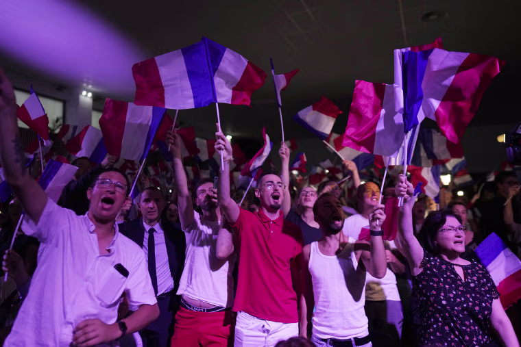 French voters propelled the far-right National Rally to a strong lead in first-round legislative elections Sunday and plunged the country into political uncertainty, according to polling projections.