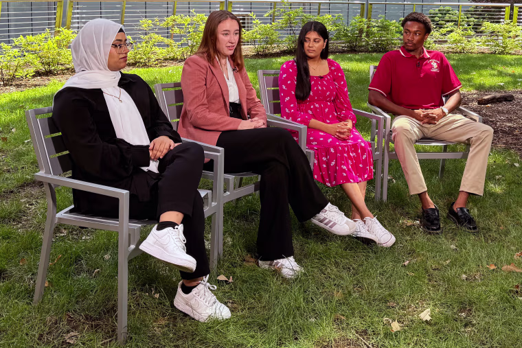 Nabilah, Audrey, Diva and Chandler sit during an interview