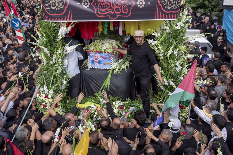 Image: Funeral Procession Held For Hamas Leader Ismail Haniyeh In Tehran