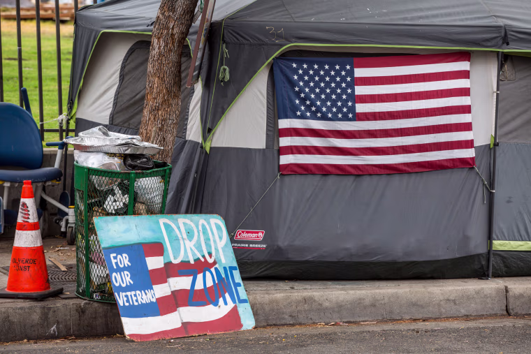 Homeless veterans encampment.