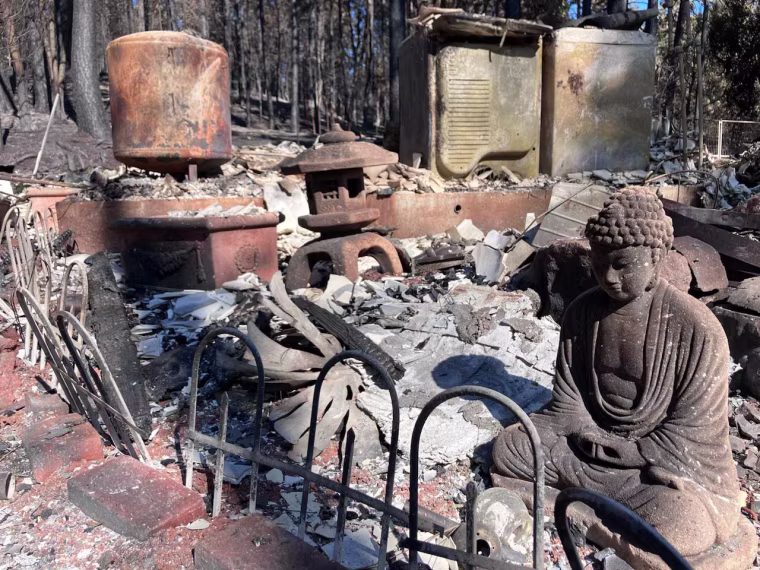 Kristy and Michael Daneau’s Cohasset home after the Park Fire roared through. 