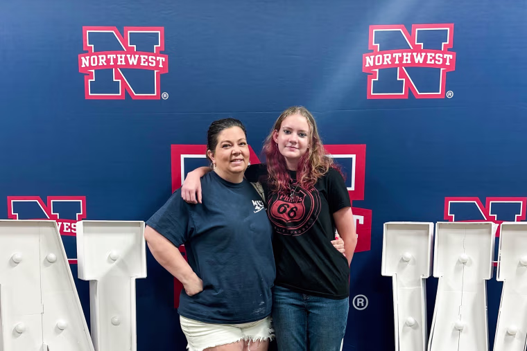 Kristi Childs, left, stands next to her daughter Hanalise Yarbrough