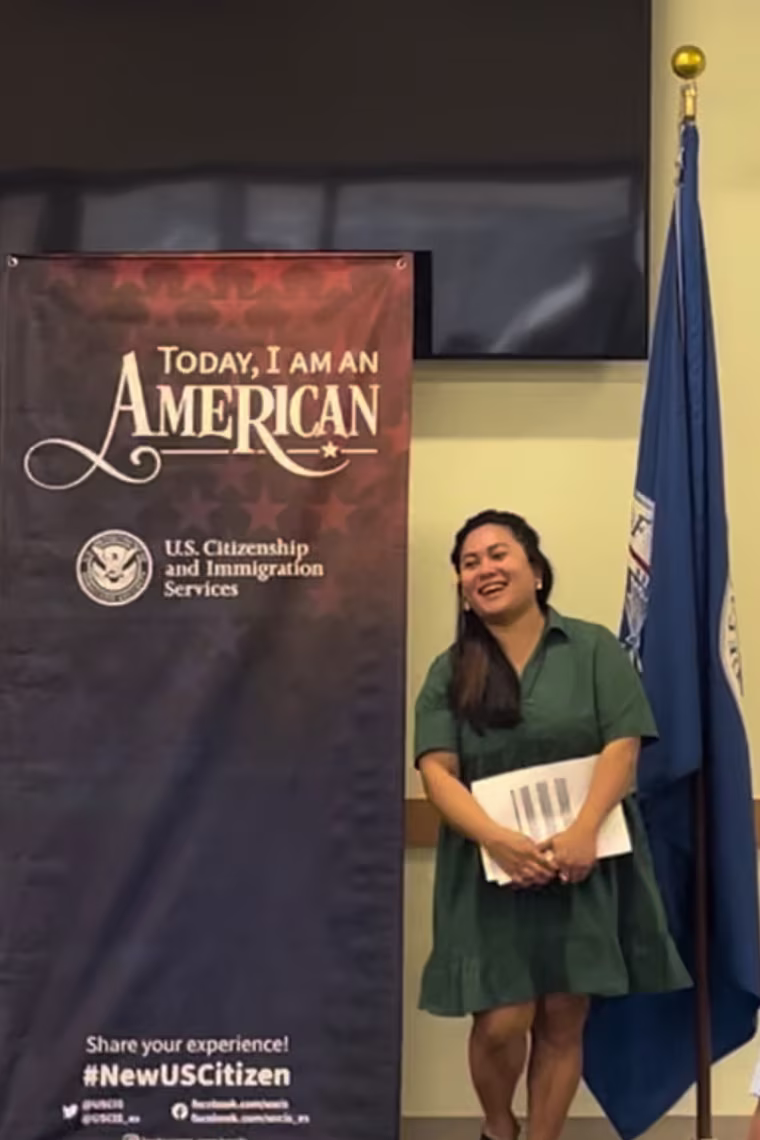 Esternita Watkins at her naturalization ceremony in October 2022.