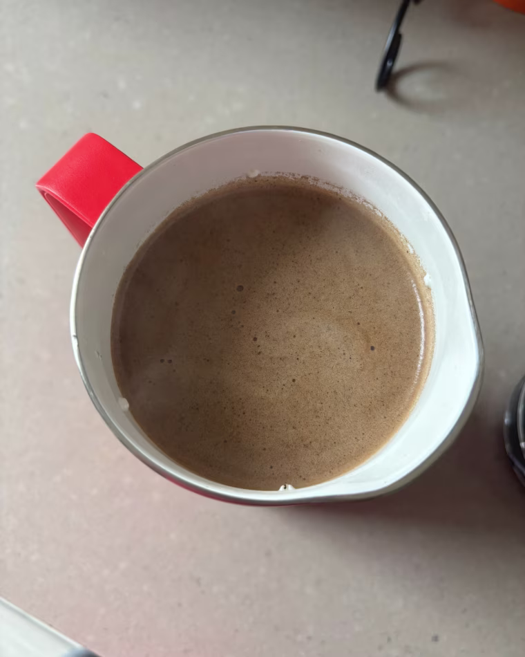 Yeti French Press on a counter with freshly brewed coffee.