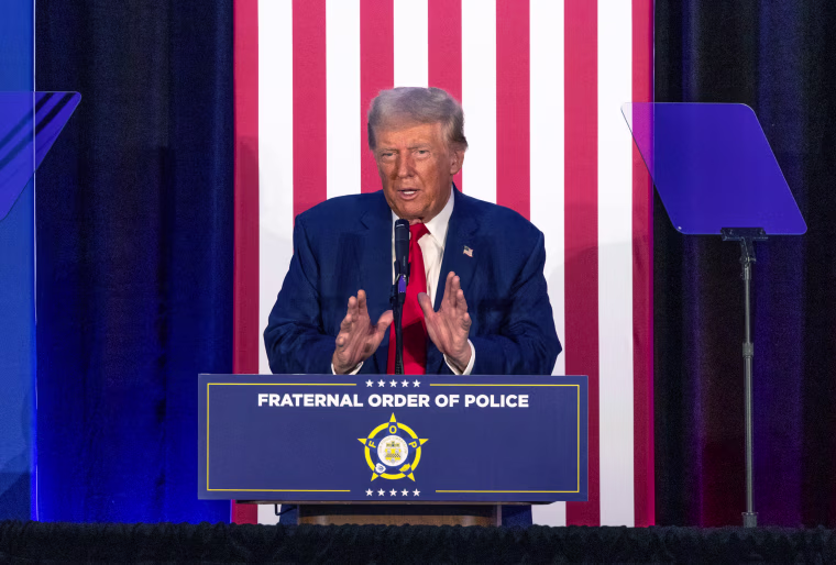 Donald Trump Speaks At Fraternal Order Of Police's National Board Of Trustees Fall Meeting In Charlotte, North Carolina
