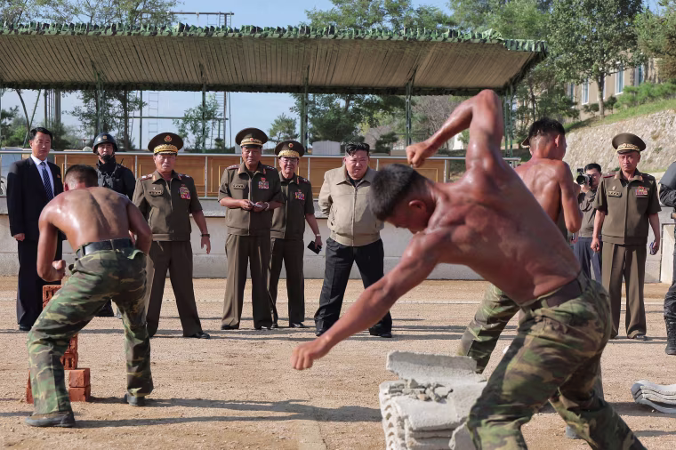 North Korean leader Kim Jong Un visits the training base of the special operations armed force of North Korea's army to guide a combatants drill