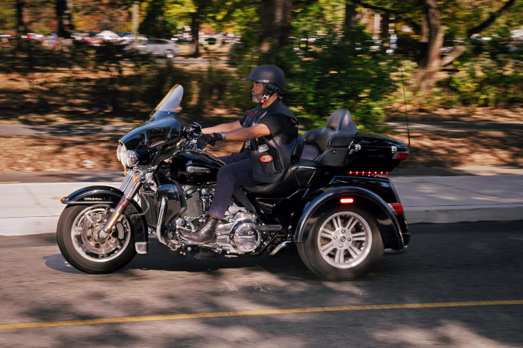 Rev. Dr. Alyn E. Waller riding his bike during the rally.