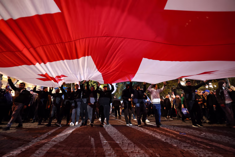Dream supporters ahead of Georgia's October 26 parliamentary elections.