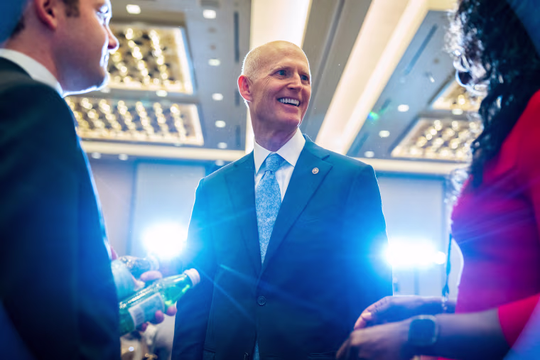 Sen. Rick Scott, R-Fla., attends the America First Policy Institute's America First Agenda Summit in 2022