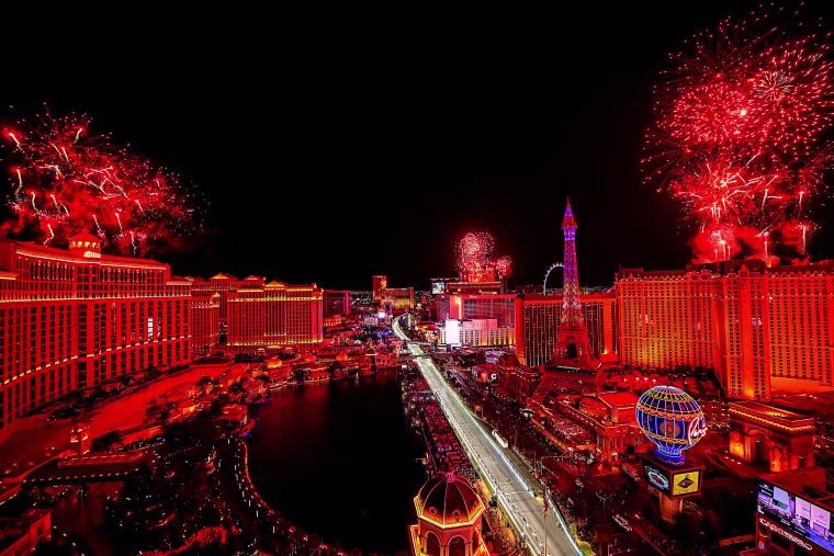 Fireworks go off after the Las Vegas Grand Prix on Nov. 23, 2024.