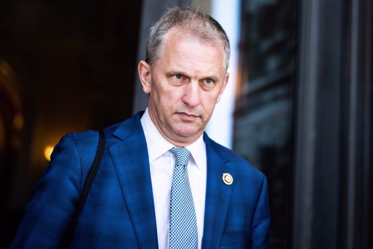 Sean Casten departs the Capitol building outside