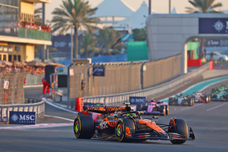 Lando Norris of Great Britain driving the McLaren MCL38 Mercedes