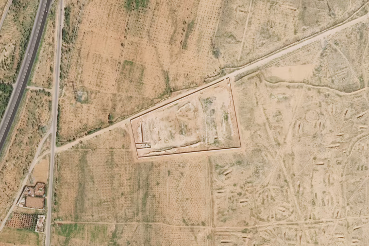AL QUATAYFAH, SYRIA -- FEBRUARY 1, 2019: Maxar satellite imagery of an alleged mass grave site outside of al Qutayfah.