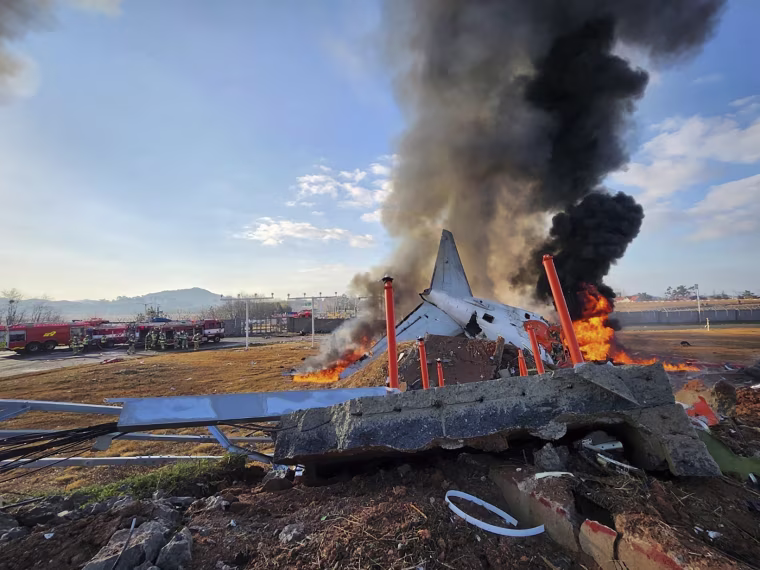 a passenger plane is in flames