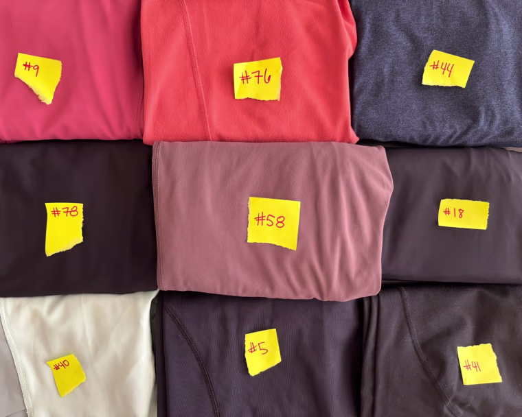 A peek at our process: We gave every pair an identifying number to keep track of it during testing and feedback rounds.
