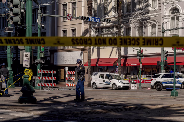 Image: The French Quarter, near Bourbon Street is blocked off