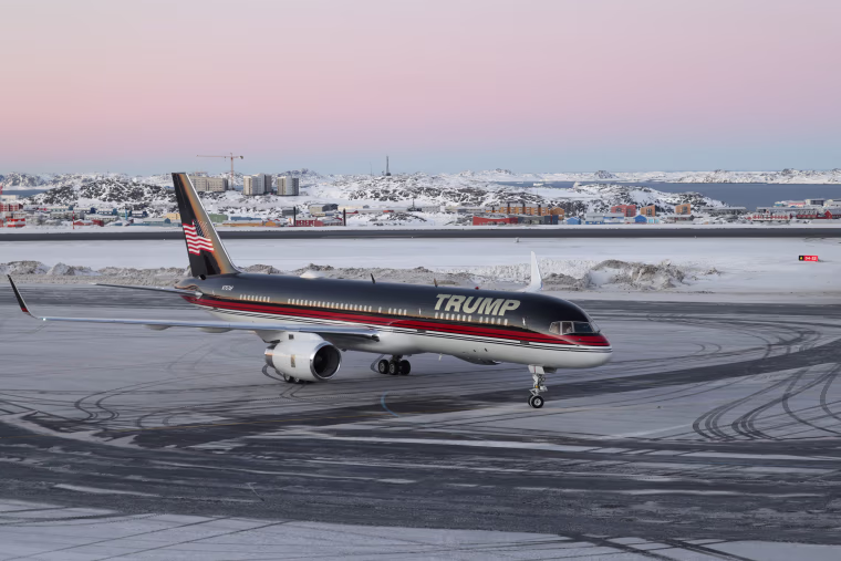 Image: An aircraft arrives in Nuuk, Greenland