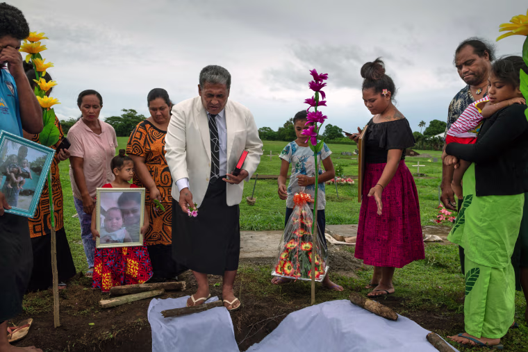 The burial of baby who died of Measles, at Vailele Cemetery in Apia, Samoa, on Dec. 11, 2019.