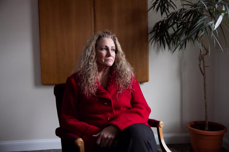 Marlean Ames at the law office of her lawyer, Edward Gilbert, in Akron, Ohio on Feb. 13, 2025.
