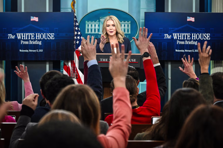 Image: White House Press Secretary Karoline Leavitt takes questions during the daily briefing 