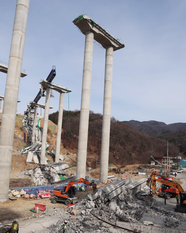 Two people were killed and seven injured after a bridge collapsed at an expressway construction site in South Korea on February 25, authorities said. 