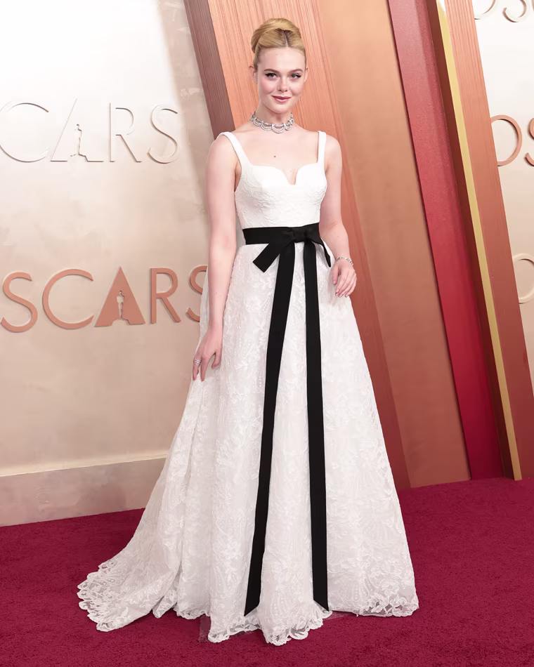 Elle Fanning attends the Oscars on Sunday.