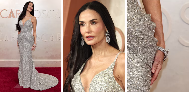 Best Actress nominee Demi Moore looks etheral in Armani Privé.