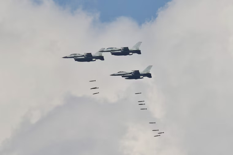 Two South Korean Air Force fighter jets accidentally dropped eight bombs on a village during a joint training exercise with US forces on March 6, 2025, officials said, with civilians among 15 people injured.