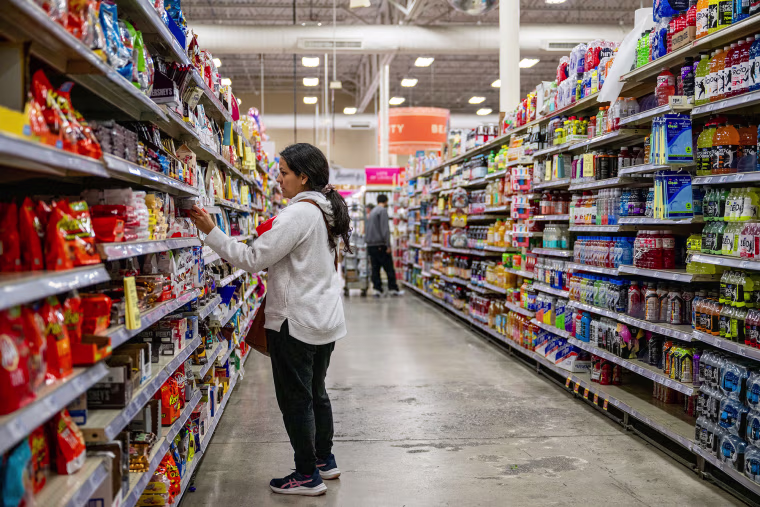 A customer shops at a grocery store on Feb, 12, 2025 in Austin, Texas.