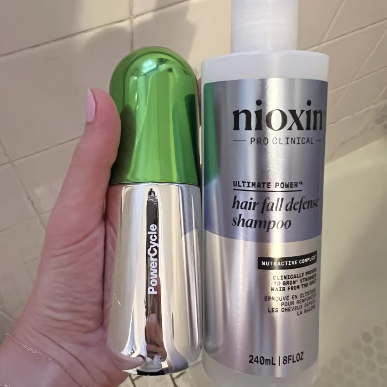 Nioxin Hair Fall Defense Shampoo and SickScience PowerCycle Scalp Treatment Serum