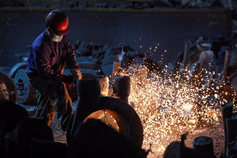 Steel production in Hangzhou, eastern China