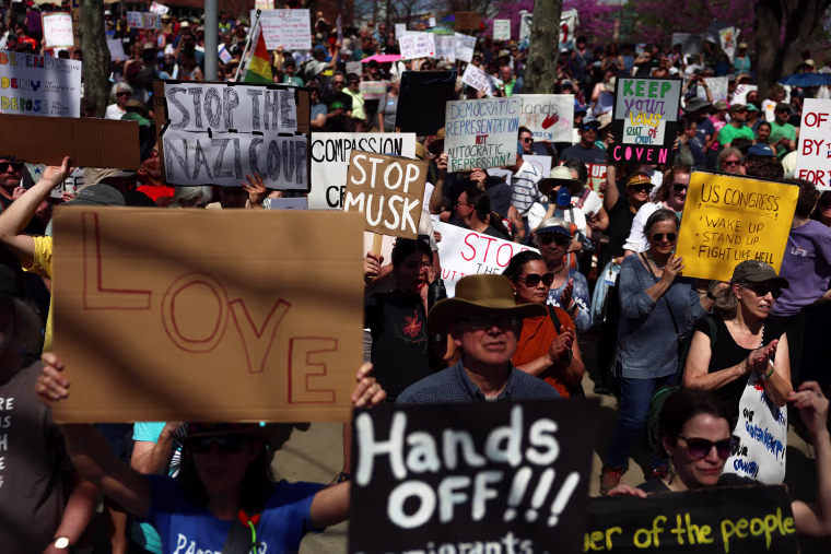 Anti-Trump 'Hands Off!' protest, in Asheville