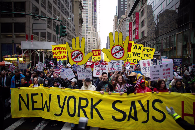 Anti-Trump 'Hands Off!' protest, in New York