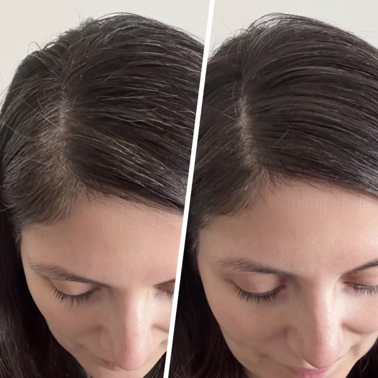 Shop TODAY editorial director Adrianna Brach tries the Everpro Gray Away Root Touchup Quick Stick.