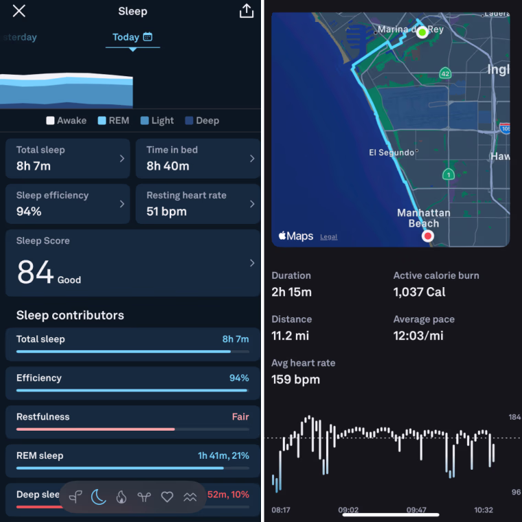 The Oura Ring gives you a sleep and activity score for the day.