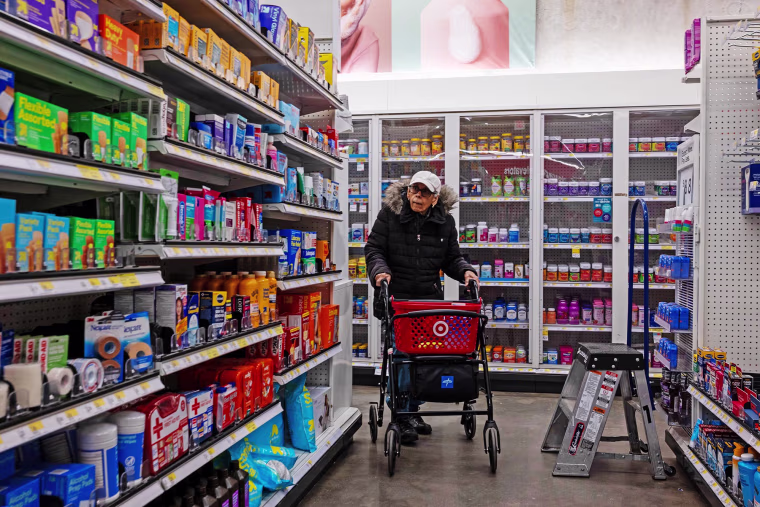 People shop at a grocery store in on April 1, 2025, in New York.